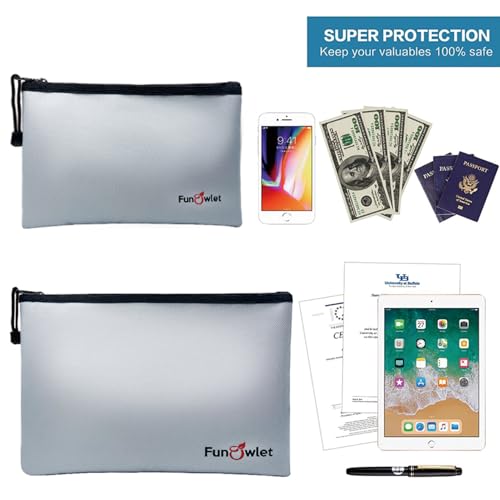 Fireproof Waterproof Money Document Bag, 2Pack Safe Pouch Gray - Image 6