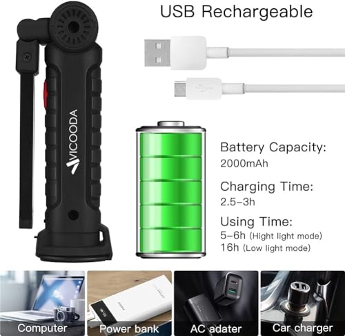 LED Work Light, Magnetic Rechargeable Flashlight, Mechanic Light - Image 4