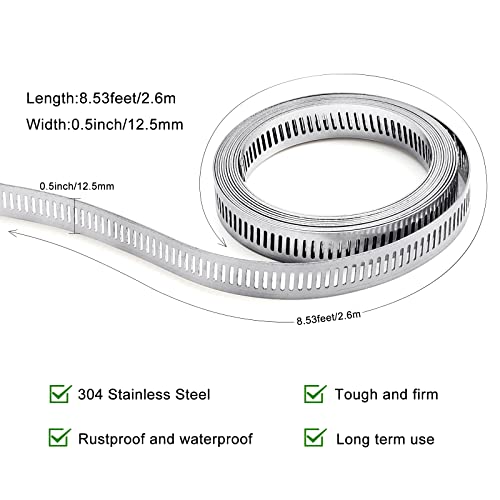 Homanu Hose Clamps Stainless Steel DIY 8.5 FT Metal Strap - Image 7