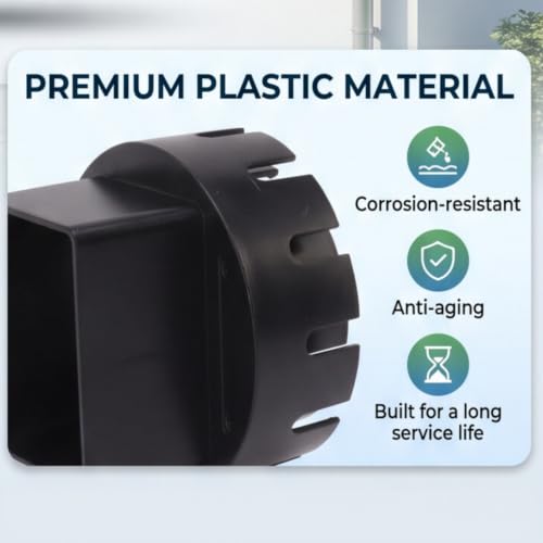 Rain Gutter Downspout Adapter 3x4 Inch Black Plastic Drain - Image 5