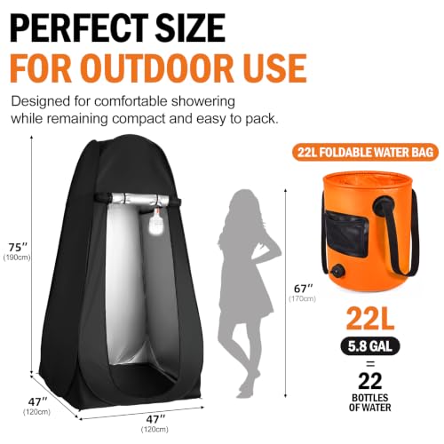 Portable Camping Shower Kit with Privacy Tent Heated Water - Image 3