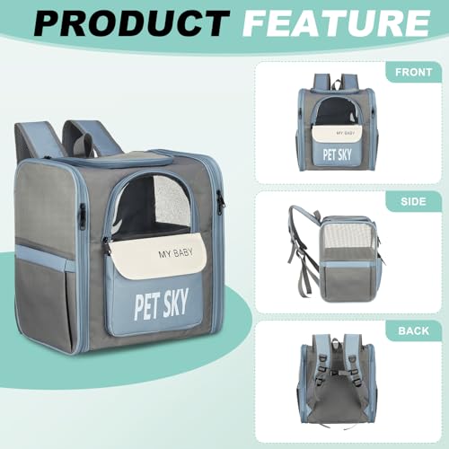 Cat Pet Backpack Carrier Gray 13x11x15 Large Space Pet Bag - Image 5