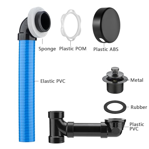 (1 Pack) Yariwiz 1-1/2" Matte Black Bathtub Tub Drain Kit - Image 6