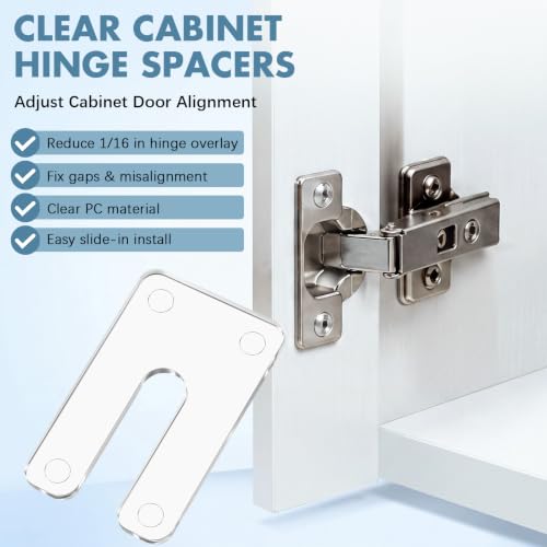 Pangda 50 Pack 1/16" Cabinet Hinge Shims Clear, U-Shaped - Image 4