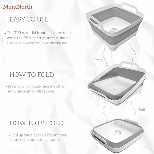 Collapsible Wash Basin 9L, Foldable Dish Tub with Drain Plug - Image 4