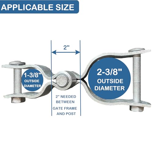 2 Pack 1-3/8" x 2-3/8" Chain Link Fence Gate Hinge Kit - Image 4