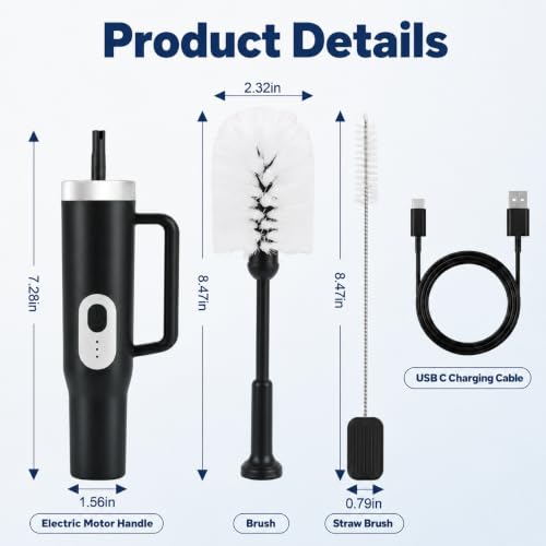 2 in 1 Electric Bottle Brush Set with Straw Cleaner - Image 3