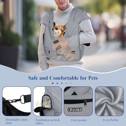 Dog Carrier Sling for Small Pet 7-15 LBS, Grey - Image 6