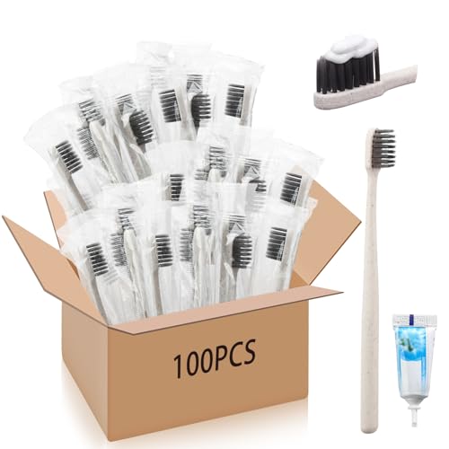 Uiifan 100 Sets Disposable Toothbrush with Toothpaste - Image 2