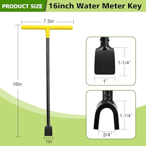 Water Meter Key 16 Inch with 4-Way Utility Key, T-handle - Image 4