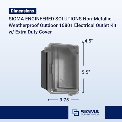 Sigma 16801 Weatherproof 1-Gang WIU GFCI Receptacle Kit, Clear - Image 3