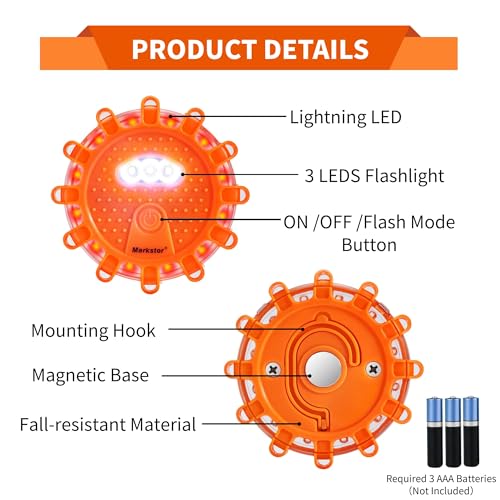LED Road Flare, Emergency Safety Kit with Hammer Whistle Gloves - Image 5