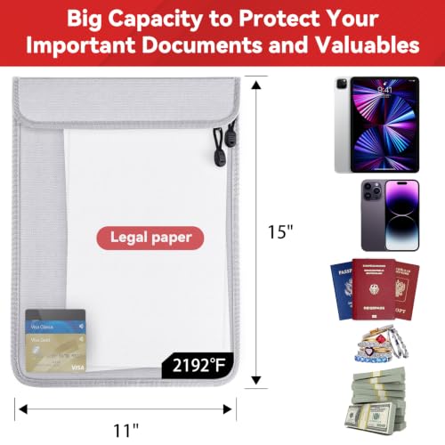Upgraded Fireproof Document Bag,2 Pockets Large Capacity(15" x - Image 3