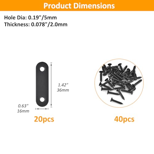20-Pack Mending Plates for Wood Kit with 40 Self-Tapping | Home Repair - Image 3