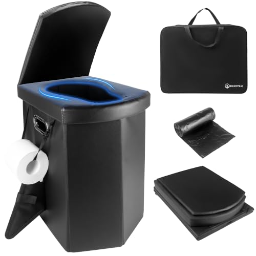 17.5" Portable Toilet for Adults Camping, Pouch & Bags Included - Image 2