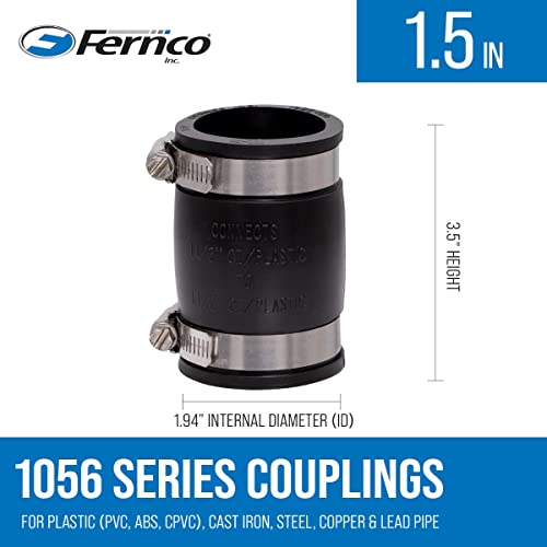 Fernco 1056-150 1-1/2-in. Flexible PVC Pipe Coupling for Cast - Image 3