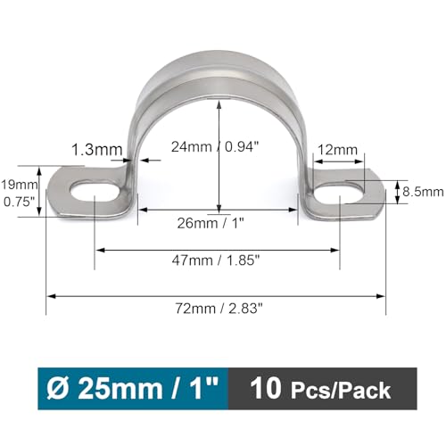 SS304 Conduit Clamps 1 Inch, 2-holes Pipe Bracket U Clamp | Hand Tools - Image 3