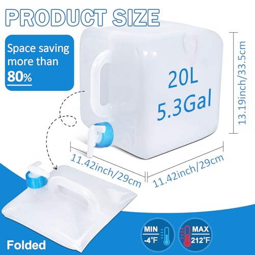 ASEVAT [2 Pack] 5.3 Gallon /20L Collapsible Water | Travel Essentials - Image 3