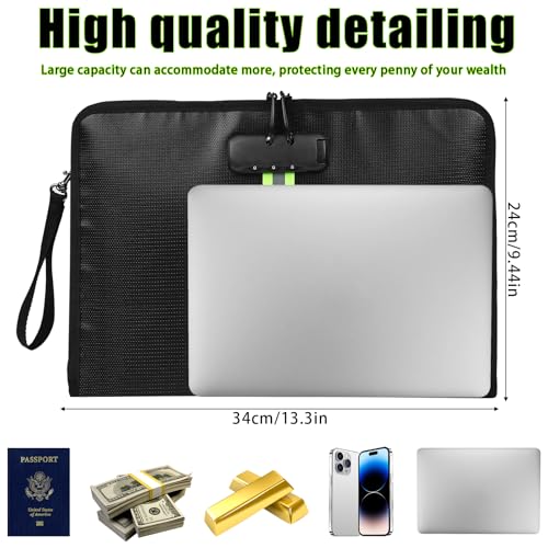 5200℉ Fireproof Waterproof Document Bag (34x24x2.8cm), Safe - Image 3