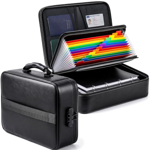 Fireproof Document Box With Lock, 16 Pocket Document Organizer - Image 2