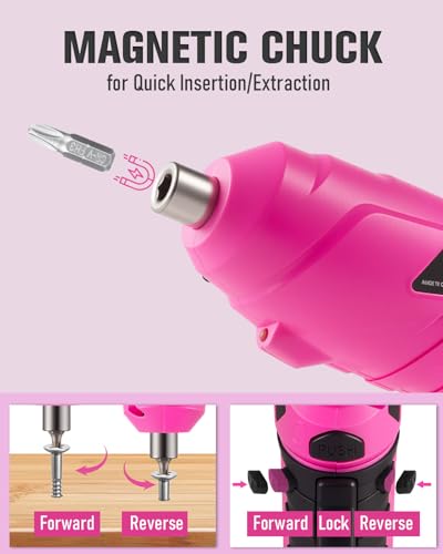 Pink Cordless Electric Screwdriver Set, 3.7V Rechargeable - Image 3