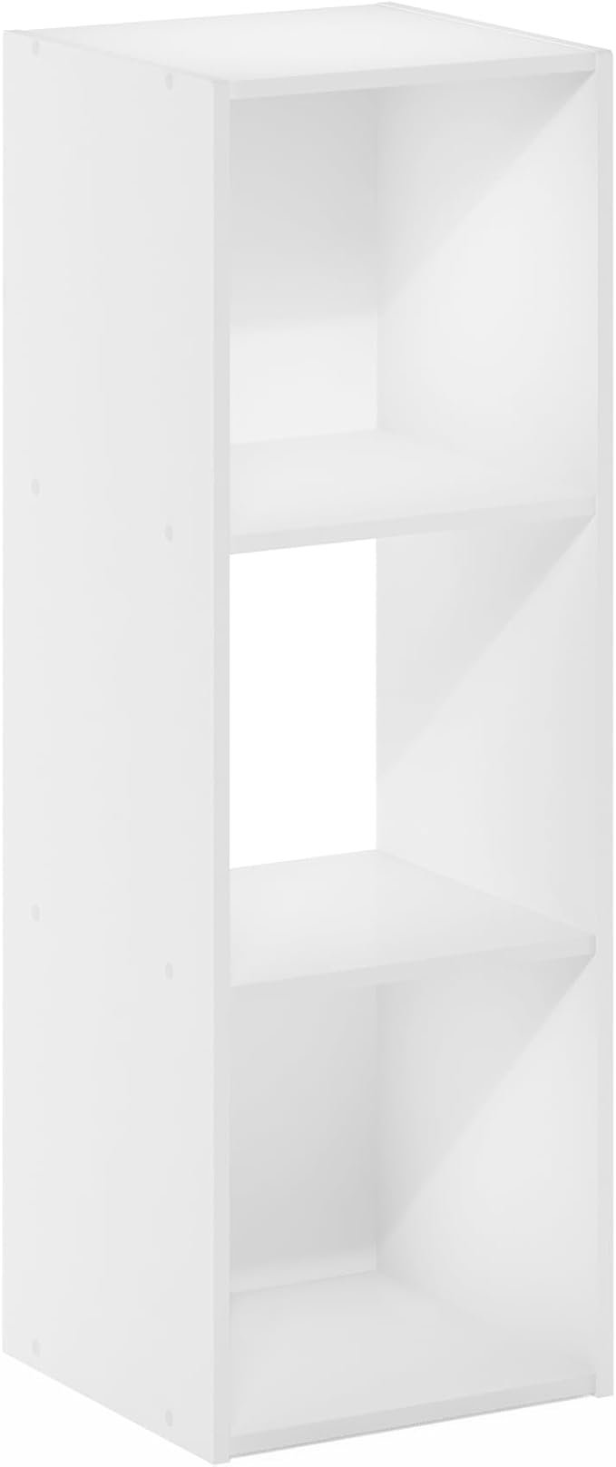 Furinno PELLI Book Shelf, 3 Cube Bookshelf with Open Back & Closed Back Cubes, 3 x 1 Storage Organizer Cabinet, 11.6" x 12.2" x 35.9", for Living Room, Bedroom, Home Office, White