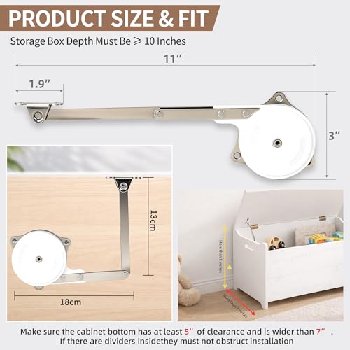 2 Pack Toy Box Hinges, Soft Close Hinges with Multi-Angle - Image 5