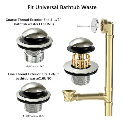 Tub Drain and Overflow Kit, Pop-Up Stopper with Hair Catcher - Image 4