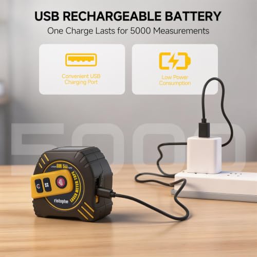 2-in-1 Laser Tape Measure, 197Ft Rechargeable Laser - Image 6