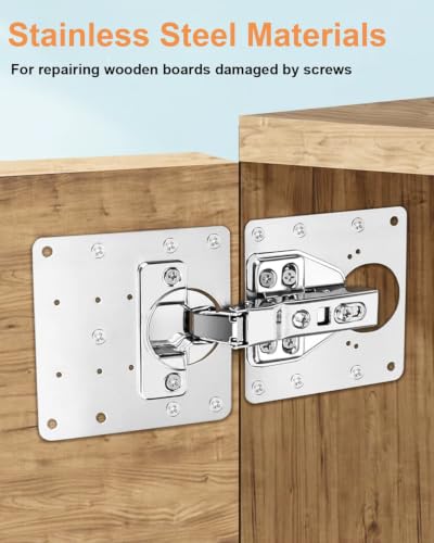 20 Pcs Cabinet Hinge Repair Plate Kit with 120 Pcs Screws, Sliver - Image 4