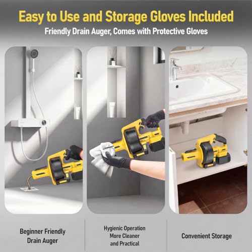 Cordless Drain Auger Compatible with Dewalt 20V Battery (No - Image 6