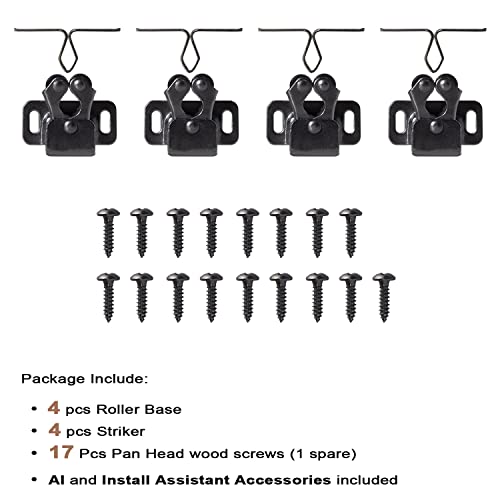 Keenkee Cabinet Latch Double Roller Catch, Black Nickel, 4 PCS - Image 4