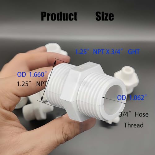 YSIL 3Pcs PVC Garden Hose Adapter Male 1.25" NPT x 3/4" GHT - Image 3