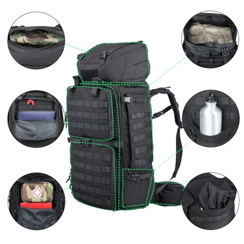 Zsearaymy 75L Hiking MOLLE Backpack with Internal Frame & - Image 4