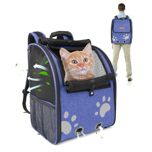 Outdoor Pet Backpack for Cats & Small Dogs, Hiking Travel, Blue - Image 2