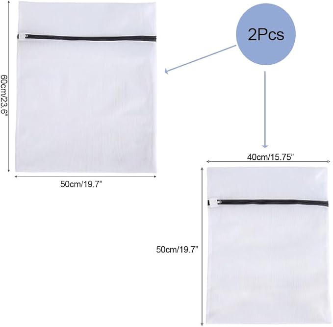 Laundry Bags for Washing Machine – 2 Pack Mesh Wash Bags (Large & Medium) for Clothes, Underwear, and Delicates – Durable Zipper with Protector, Anti-Deformation & Anti-Snag Laundry Nets