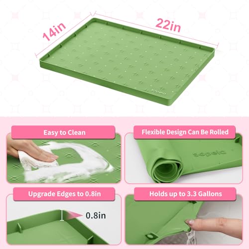 Sdpeia Under Sink Mat 22"×14" Waterproof Silicone Cabinet Liner & Sink Protector for Kitchen & Bathroom, Multi-Purpose Organizers Tray for Pets, Laundry, Cat Litter Mat