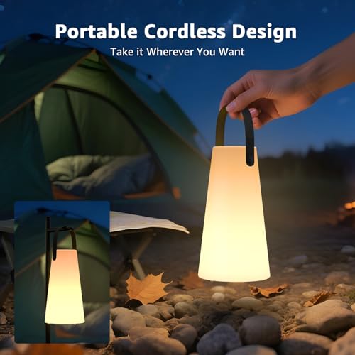 2 Pack Outdoor Lanterns Rechargeable Cordless Table Lamp with RGB - Image 6