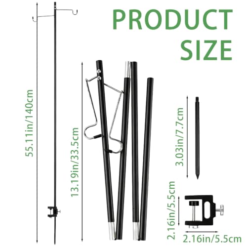 Portable Camping Lantern Pole, Foldable Lamp Hanger, 55.1 inches - Image 3