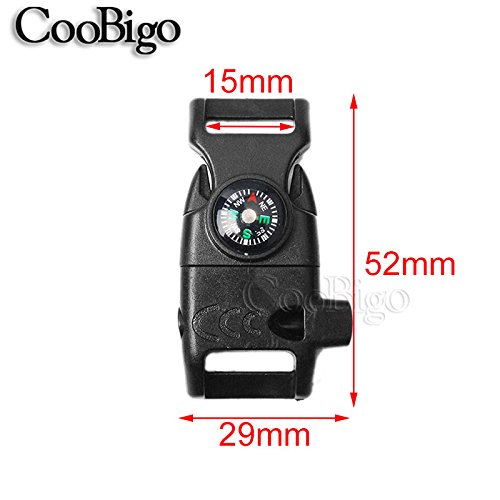 Paracord Buckle with Whistle Compass, Side Release Plastic - Image 6