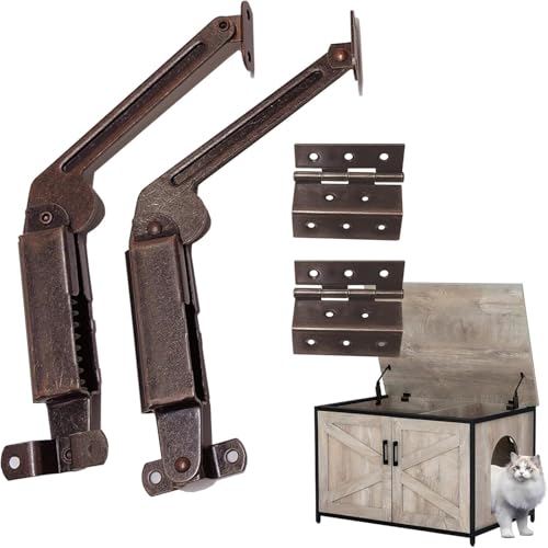 Antique Bronze Lid Support Hinges & Two Folding Hardware - Image 2