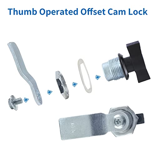 2Pcs Thumb Operated Offset Cam Locks, Black Handle - Image 4