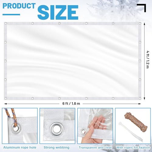 1 Pcs 20 Mil 4x6 ft Clear Vinyl Tarp, Waterproof with Grommets - Image 3