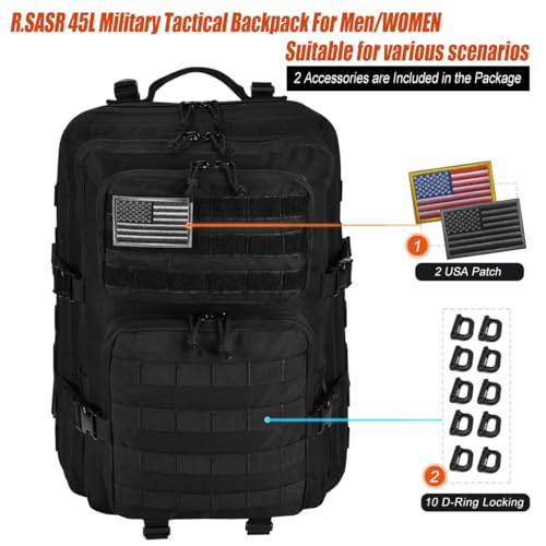45L Tactical Backpack for Men Women, Military Assault Pack - Image 3