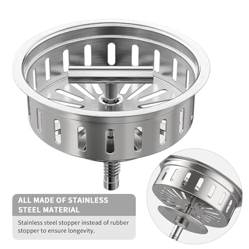 KONE Kitchen Sink Drain Sink Strainer 3-1/2 Inch Drain - Image 5