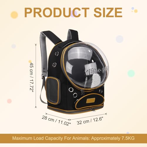 Pet Backpack Carrier Black W/Transparent Cover 12.6" - Image 3