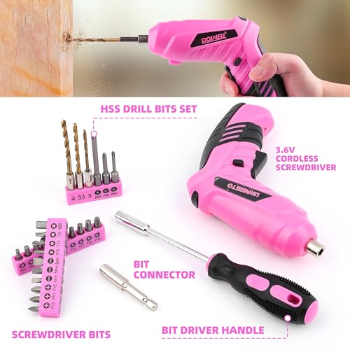 123 Piece Pink Household Tool Set with 3.6V USB Electric | Hand Tools - Image 7