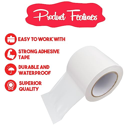 Vapor Barrier Tape, White Vinyl Tenacious Caulk Tape, 6'' X 100FT - Image 4