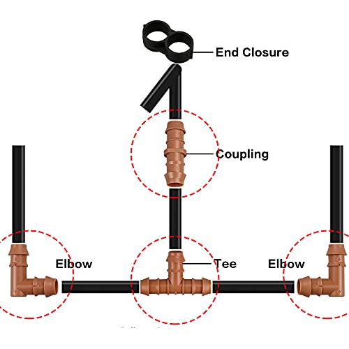 Drip Irrigation Fittings Kit for 1/2 Inch Tubing, 20 Pieces Drip - Image 4
