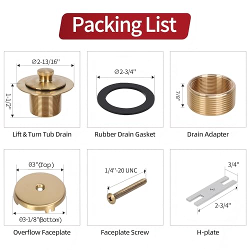 Lift Turn Tub Drain Trim Kit with One Hole Overflow - Image 3